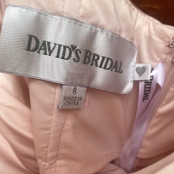 Davids Bridal Womens 8 Blush Pink Sweetheart Strapless Satin Formal Dress - Picture 4 of 8